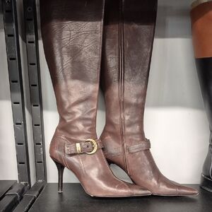 Dior Chocolate Leather Heeled Boots